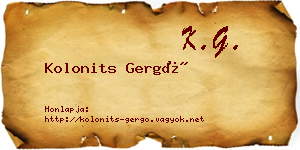 Kolonits Gergő névjegykártya